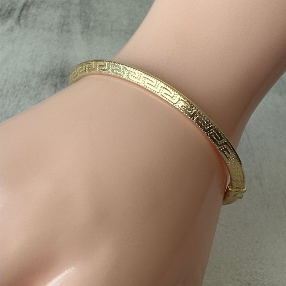 MIA FIORE Gold Plated 925 Sterling Silver Greek Key Dyadema Bangle Bracelet - Picture 11 of 15